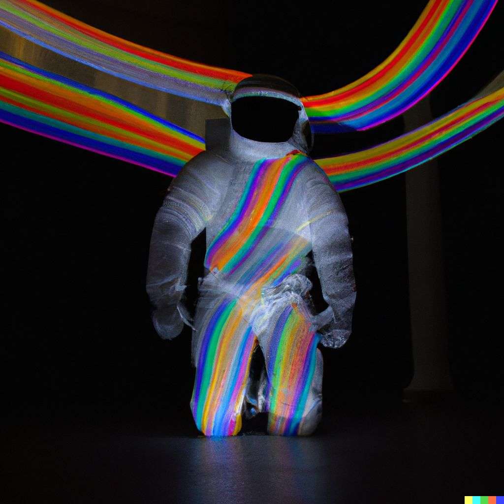 an astronaut, light painting by Gabriel Dawe